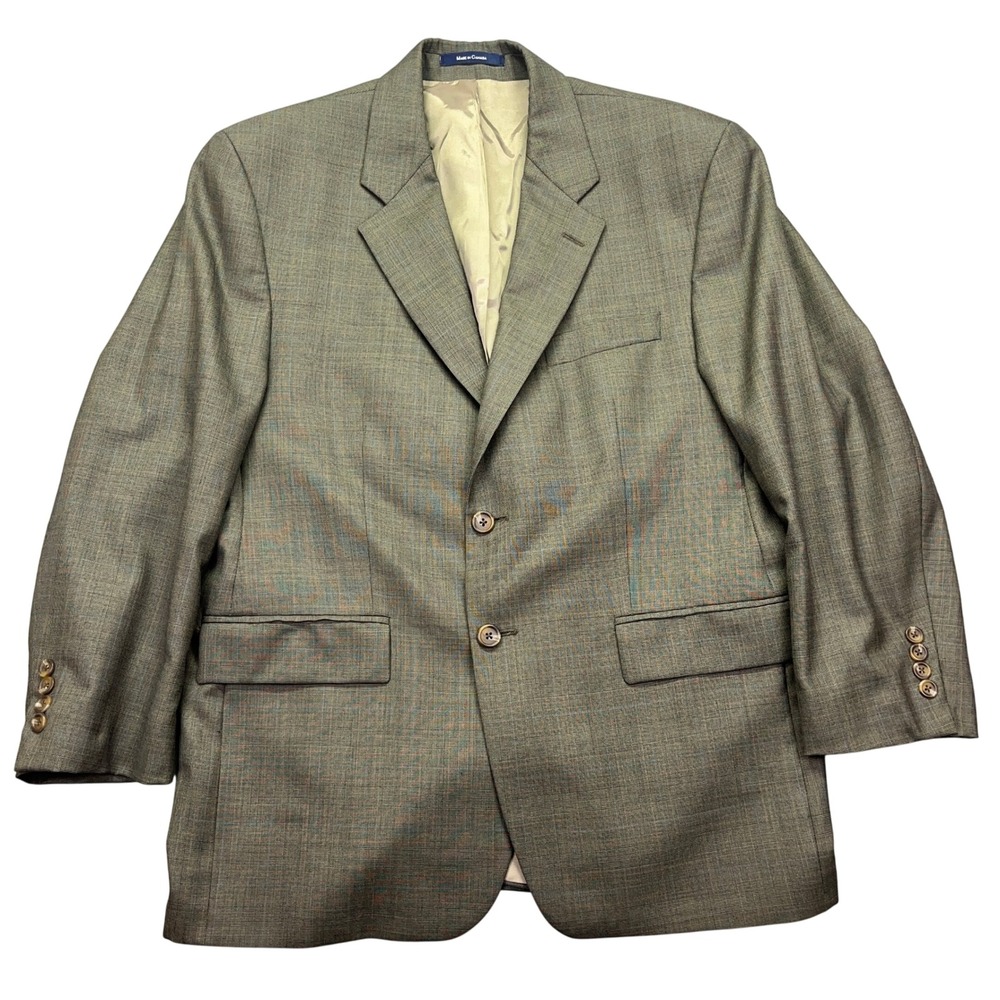Chaps Ralph Lauren Wool Cashmere Blazer Sport Coat Plaid Made in‎ Canada 44R